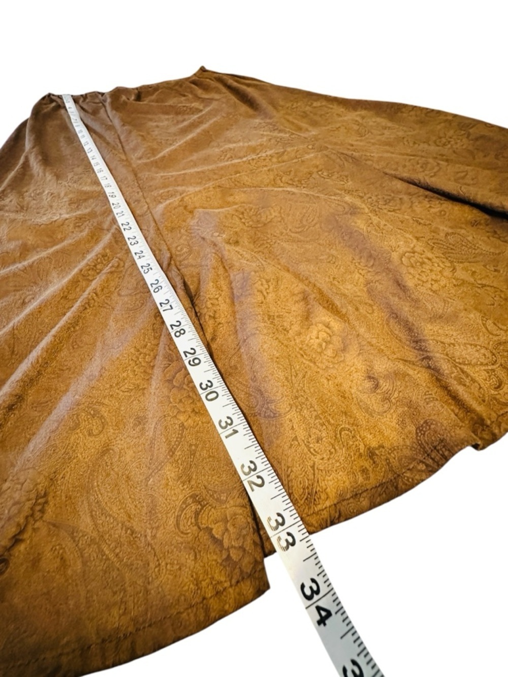 Tantrums Womens L Brown Faux Suede Maxi Skirt Embossed Elastic Waist - Picture 5 of 6